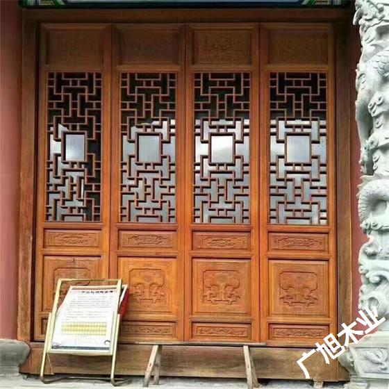 西宁木雕中式仿古门窗 实木花格窗门楣挂落 -西宁实木古建古建大门门窗厂家直销