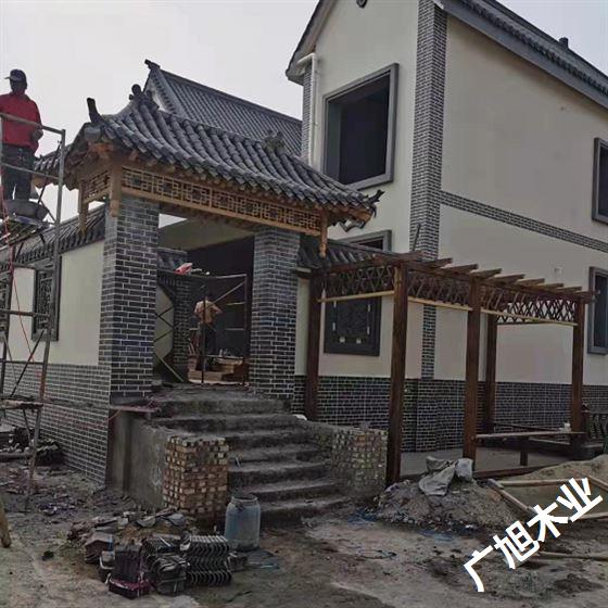 西宁中式实木屋檐厂家定制 建筑仿古屋檐门头-青海实木木雕松木屋檐门头